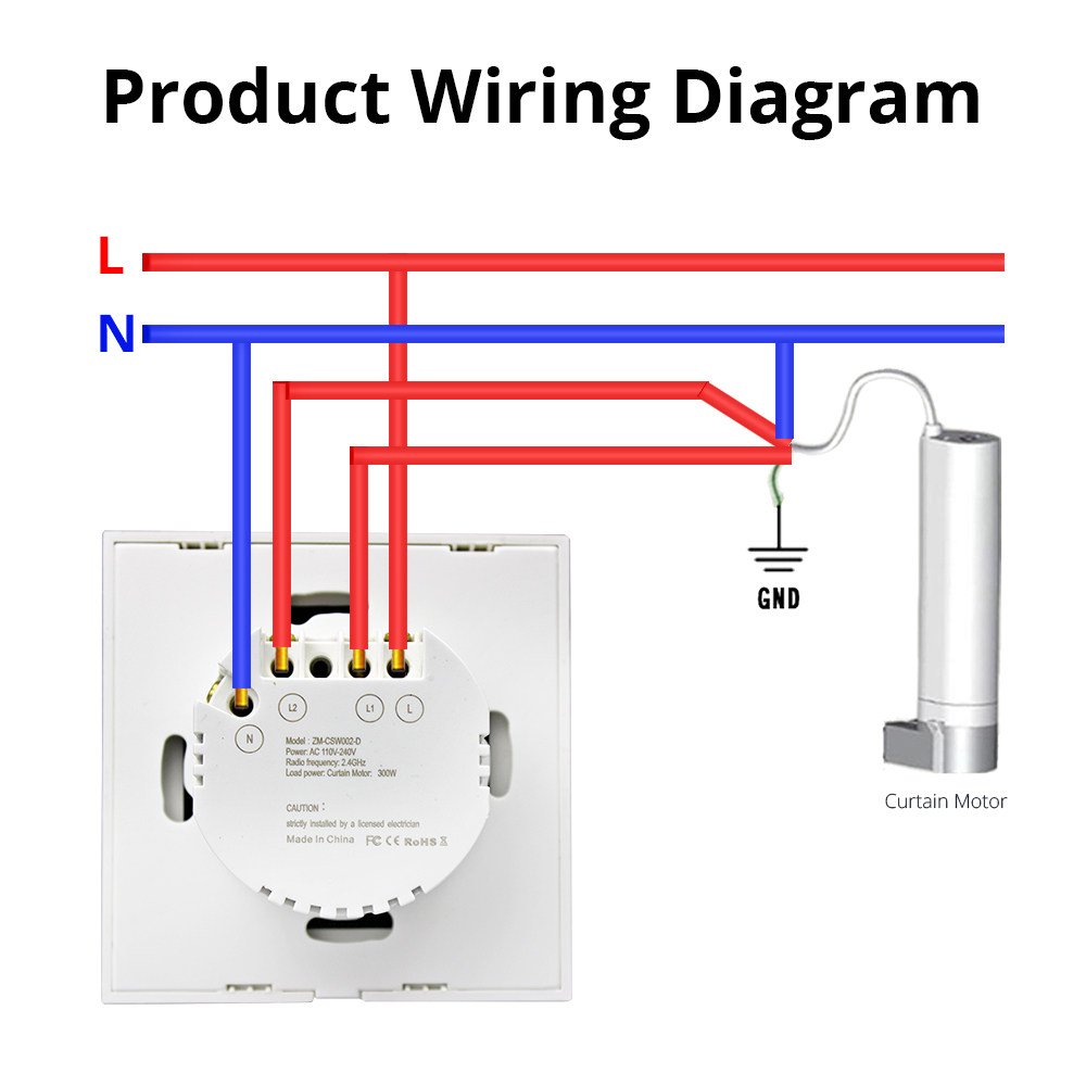 Zemismart WiFi Curtain Switch Alexa Echo Google Home Touch Control 110V 220V works with Tuya