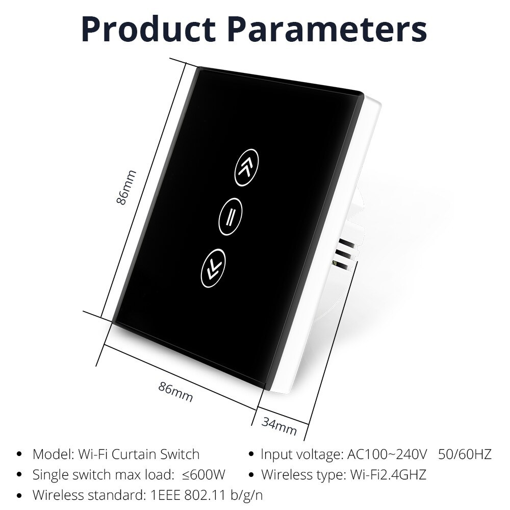 Zemismart WiFi Curtain Switch Alexa Echo Google Home Touch Control 110V 220V works with Tuya