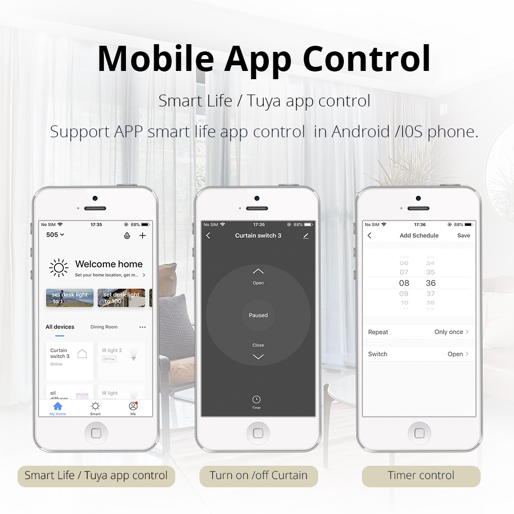 Zemismart WiFi Smart Home Touch Switch for Curtain Motor tuya Jinvoo APP control Alexa Gooogle Home  Wall Switch