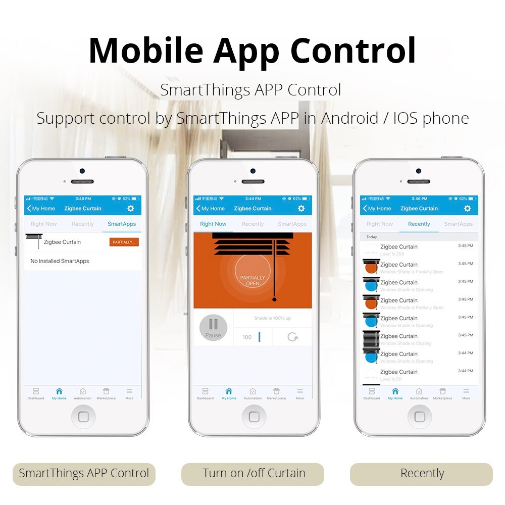 Zemismart Zigbee EU Curtain Wall Switch Compatible with SmartThing for Roller Shade Blind Switches
