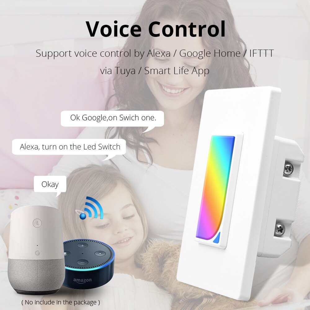 WiFi Wall Light Switch with Night Light Smart Life APP Alexa Google Home Voice control Smart US Push Switches