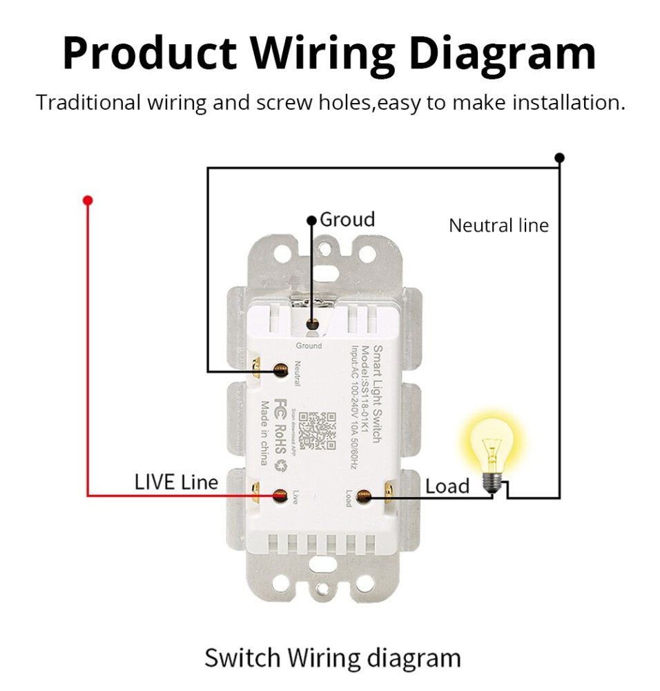 WiFi Wall Light Switch with Night Light Smart Life APP Alexa Google Home Voice control Smart US Push Switches