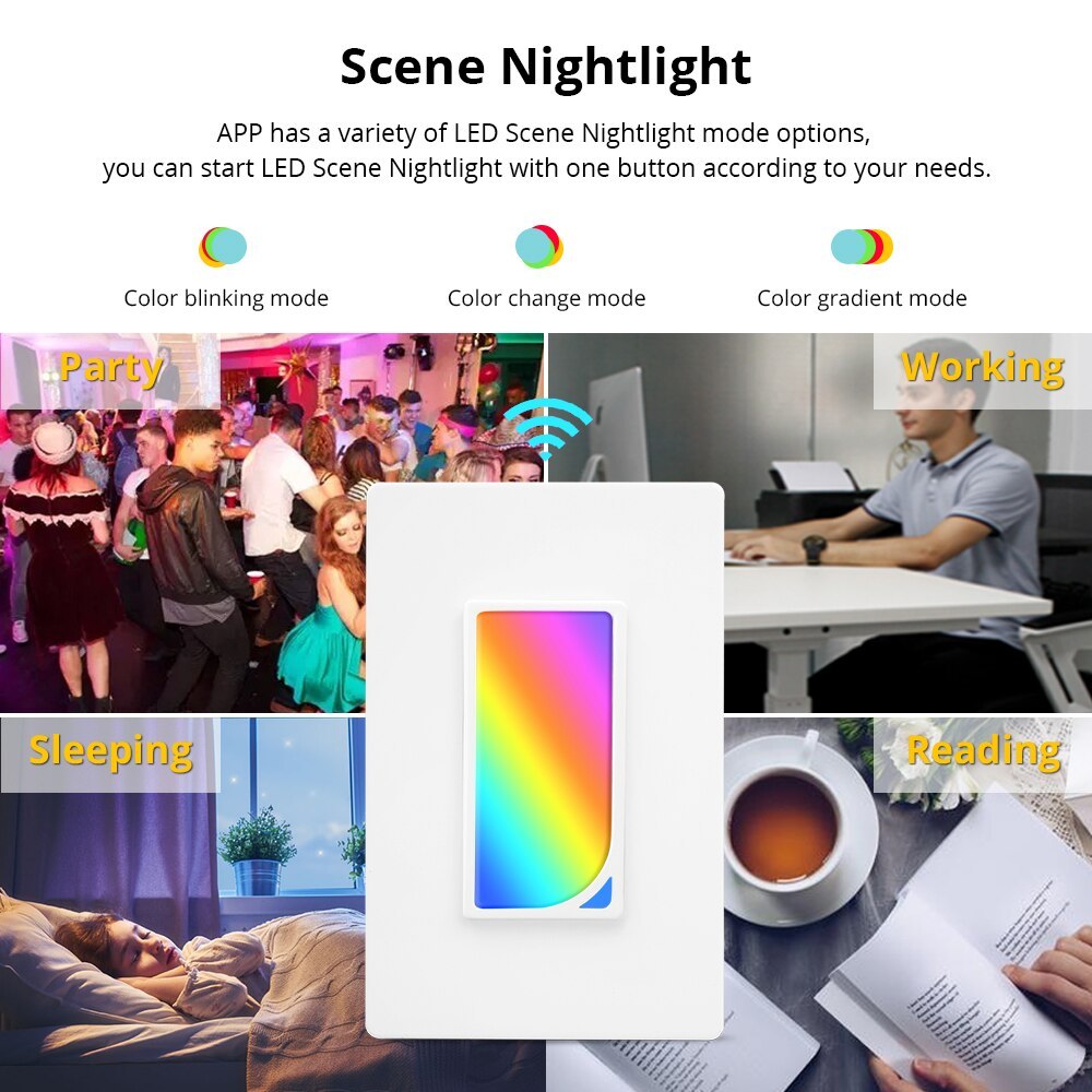 WiFi Wall Light Switch with Night Light Smart Life APP Alexa Google Home Voice control Smart US Push Switches
