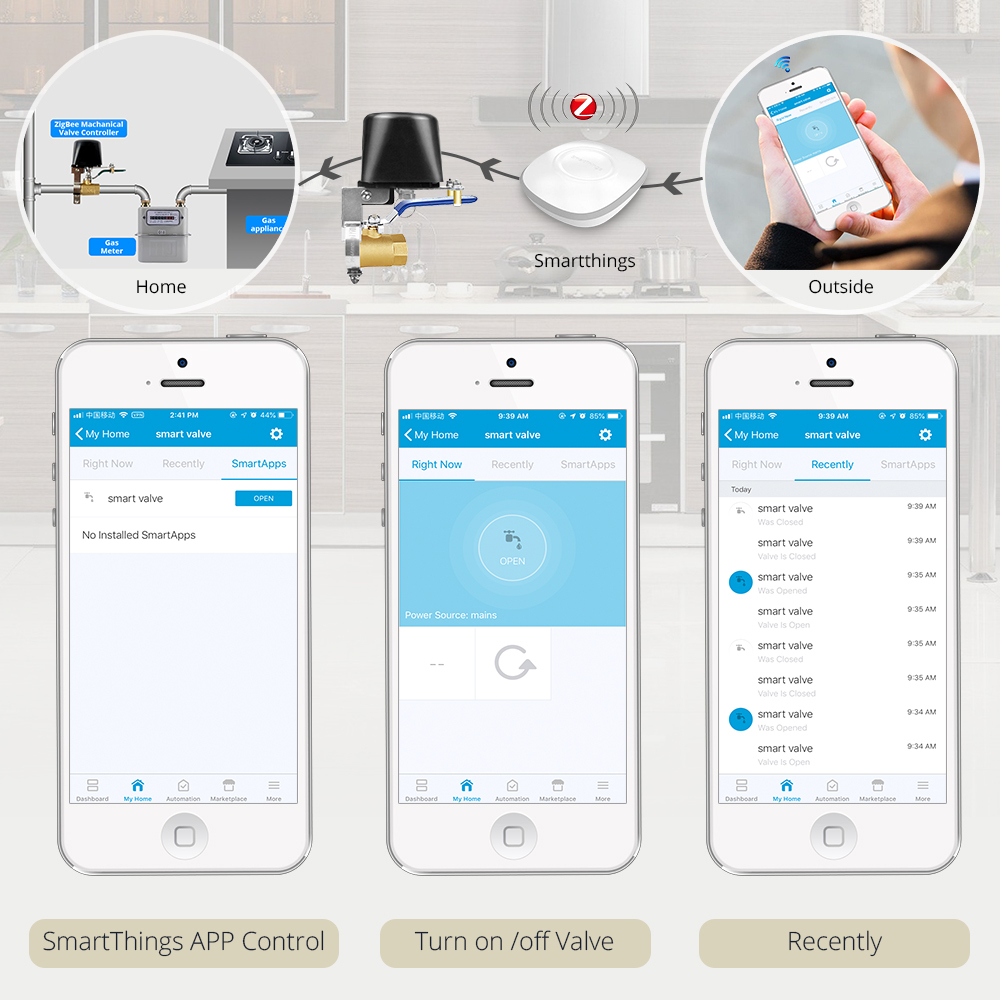 Electronic Smart WiFi Water Shut Off Zigbee Irrigation Controller Watering System Automatic Gas Valve SmartThings Control