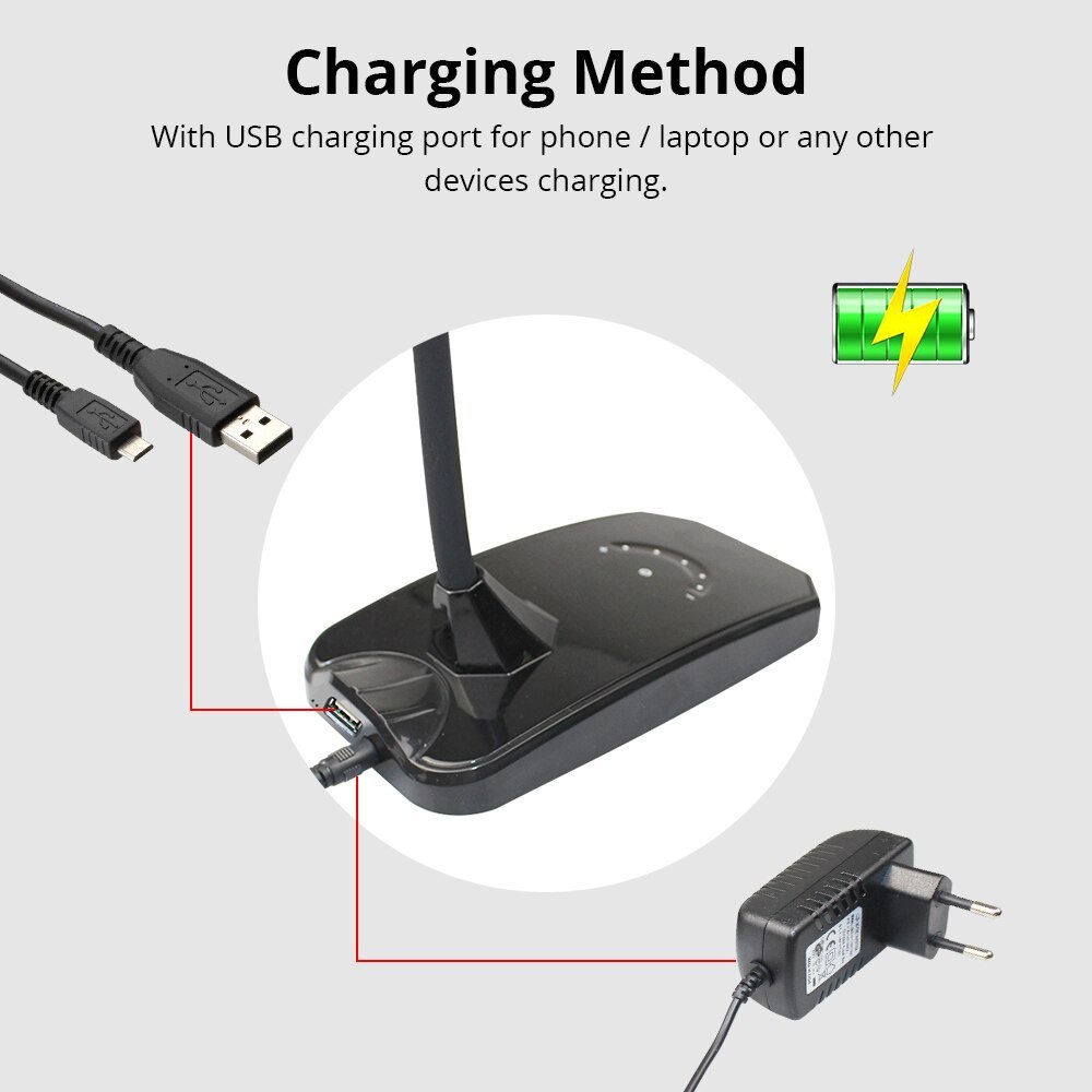 WiFi Timer Desk Lamp Dimmerable Alexa Google Home tuya Smart life Manual Touch Control Black LED Table Light with USB Port