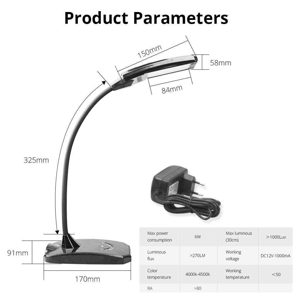 WiFi Timer Desk Lamp Dimmerable Alexa Google Home tuya Smart life Manual Touch Control Black LED Table Light with USB Port