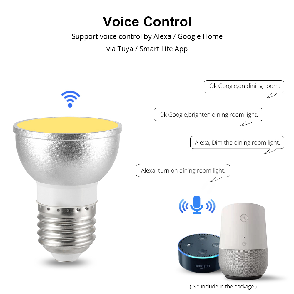 E26 E27 LED WiFi Bulb Alexa Google Home Assistant  works with Tuya Smart Life APP Remote Control RGB Light Dimmer Lamp