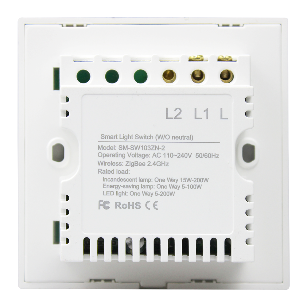 Zemismart Zigbee UK 86mm Single Fire Light Switch 2 gangs Switches SmartThings Control