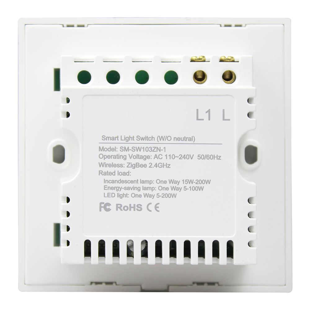 Zigbee UK One Gang Wall Light Switch Compatible with tuya Zigbee Hub No Neutral Wire Required