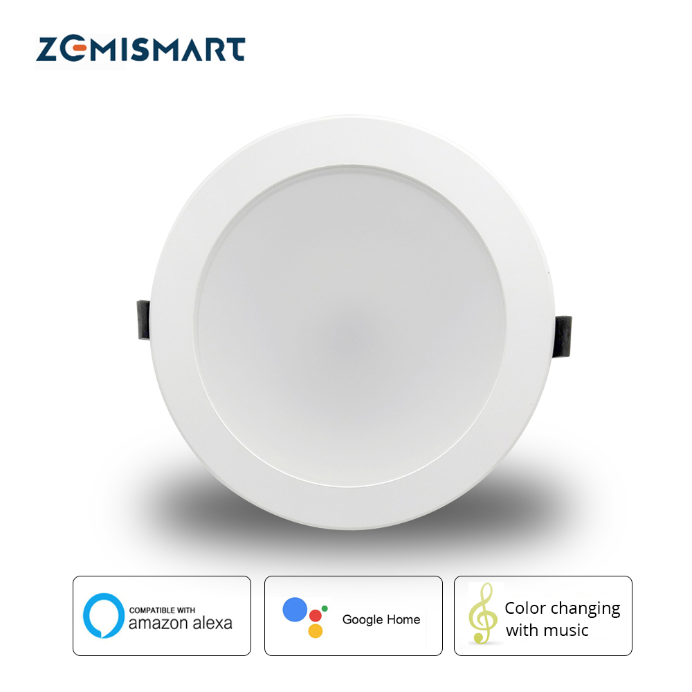 Zemismart 6 inch WiFi RGBCW Color Changing With Music for Home Party Led Downlight Ceiling Light Alexa Google Home Enable