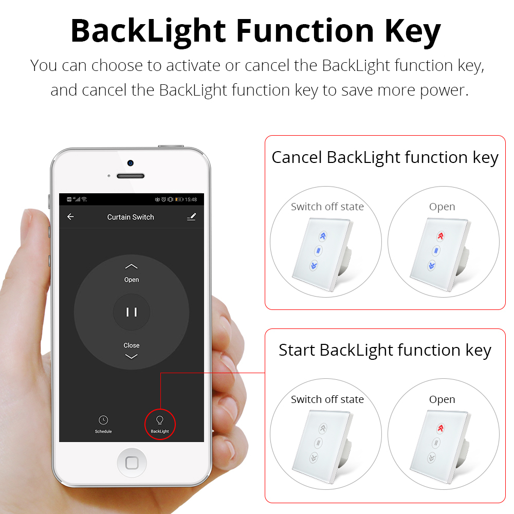 Zemismart Energy Saving EU WiFi Curtain Switch Electric Smart Blind Switches works with TUYA Alexa Google Home Voice Control Backlit optional