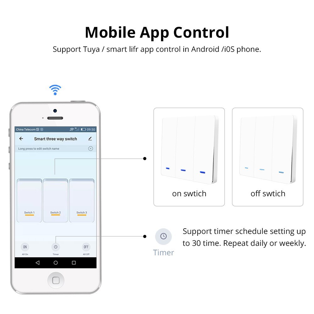 Zemismart Zigbee Light Switch 3 Gangs Neutral Optional lPhysical Wall Switches Push Interruptor works with Tuya