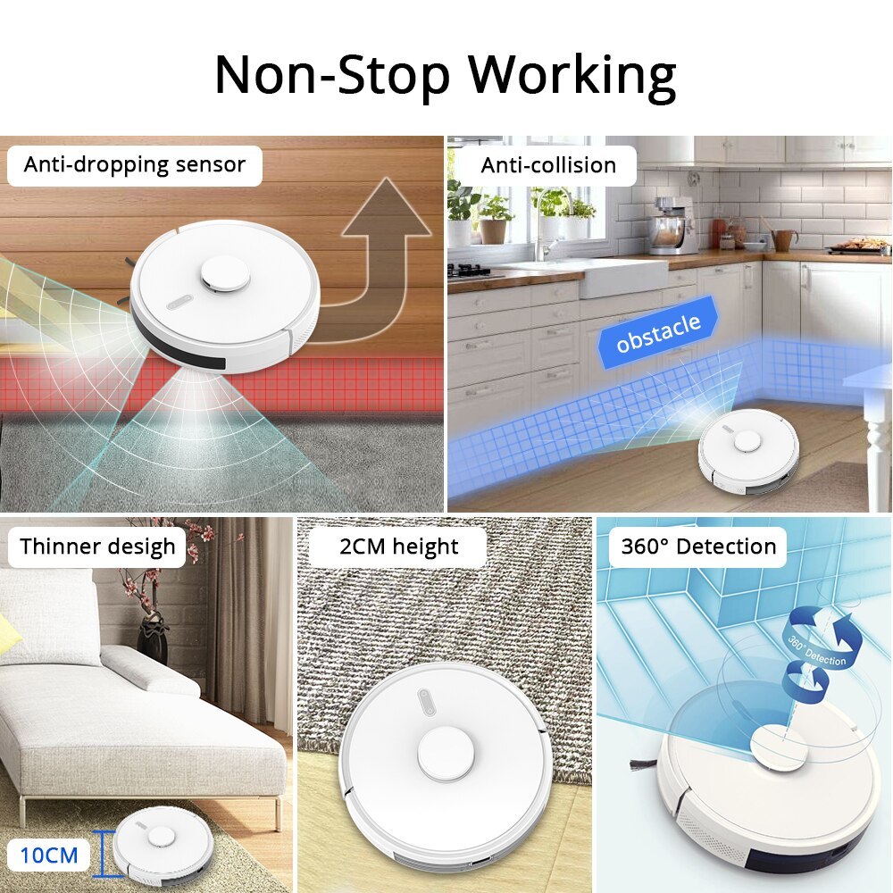 WiFi Tuya Robotic Vacuum Laser Sweeping Robort  Smart Sweeping Machine Timer Remote Alexa Voice control