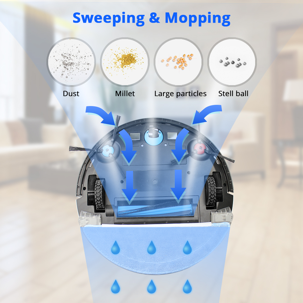 WiFi Tuya Robotic Vacuum Laser Sweeping Robort  Smart Sweeping Machine Timer Remote Alexa Voice control