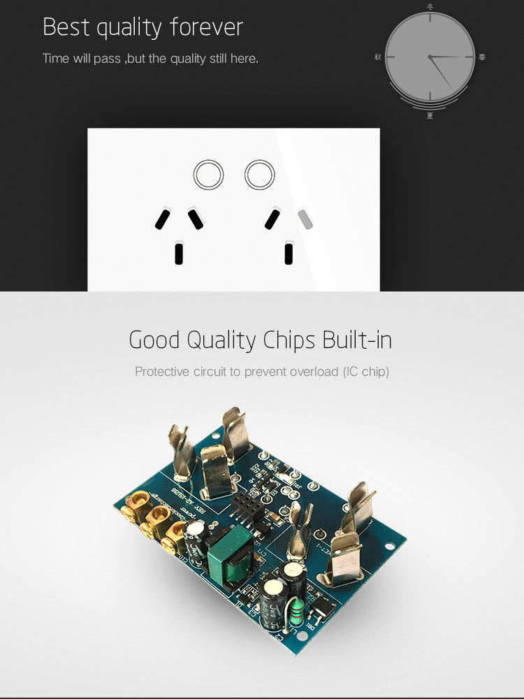 AU Type Touch and Remote Control WiFi Socket Outlet With Feedback  Double Powerpoint Tuya Alexa Google Home Control