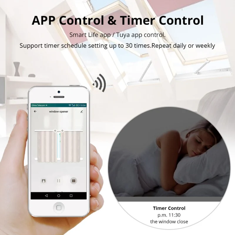 WiFi Motorized Window Opener Electric Chain Smart Life APP Alexa Google Home Control 110v 240v works with Tuya