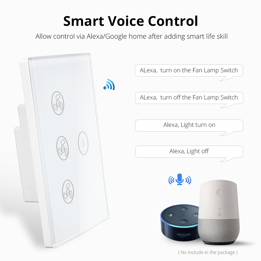 Zemismart Tuya Fan light Switch Enable Google Home Alexa