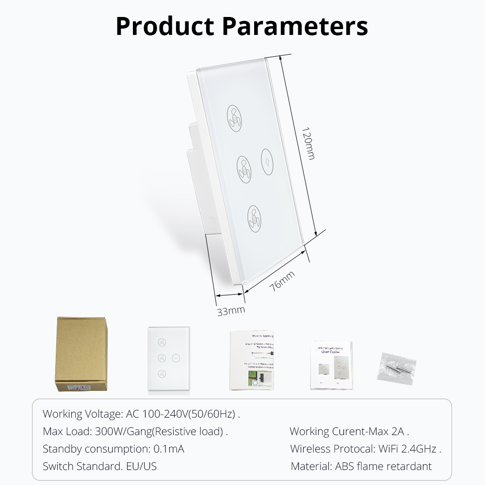 Zemismart Tuya Fan light Switch Enable Google Home Alexa