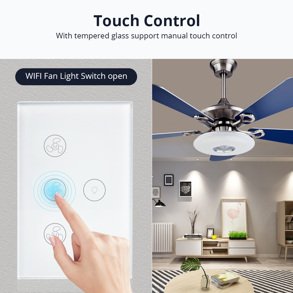 Zemismart Tuya Fan light Switch Enable Google Home Alexa