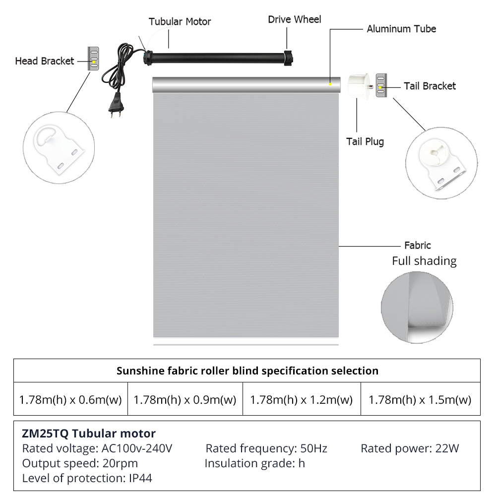 Zemismart Blackout Roller Shade,Window Blind With Wired Motor, Smart Home Control by Alexa Google Home via Tuya Smart Life APP