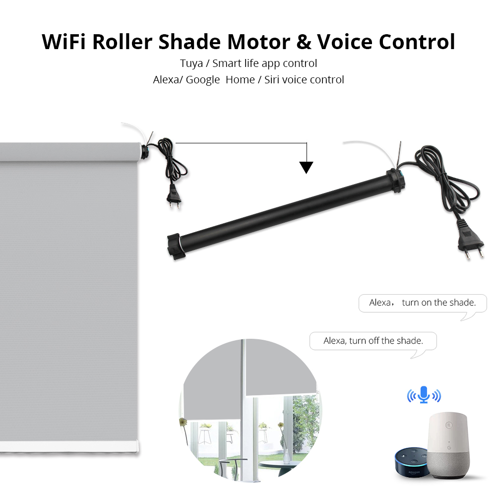 Zemismart Blackout Roller Shade,Window Blind With Wired Motor, Smart Home Control by Alexa Google Home via Tuya Smart Life APP
