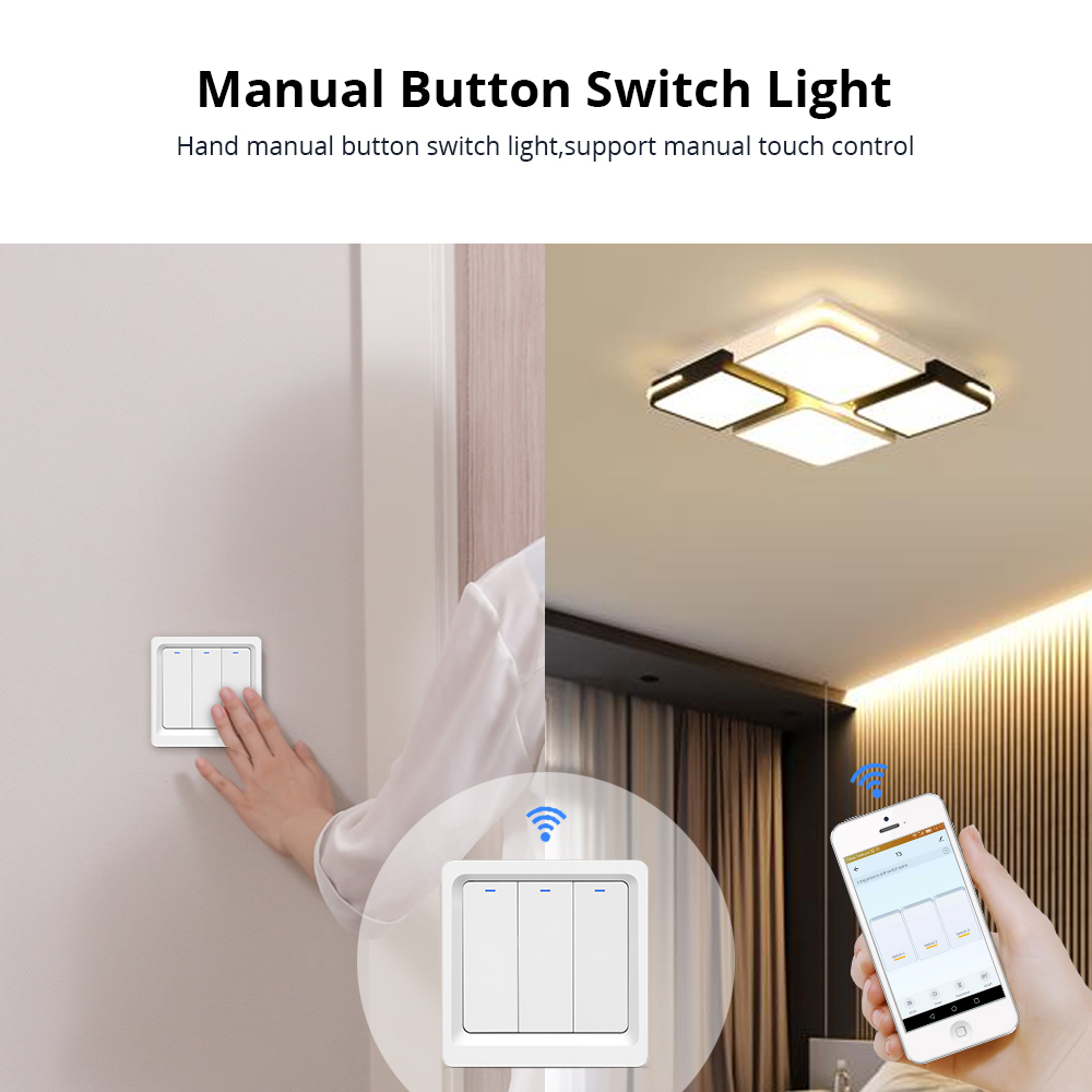 Zemismart EU WiFi Wall Push Light Switch Alexa Google Home TUYA APP Control One Gang Two Three Gangs Physical Switches