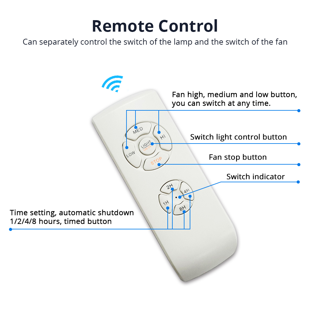 Zemismart Smart Fan light Voice Control By Alexa Google Home HomeAssistant 3 blade ceiling fan with LED Light Kit
