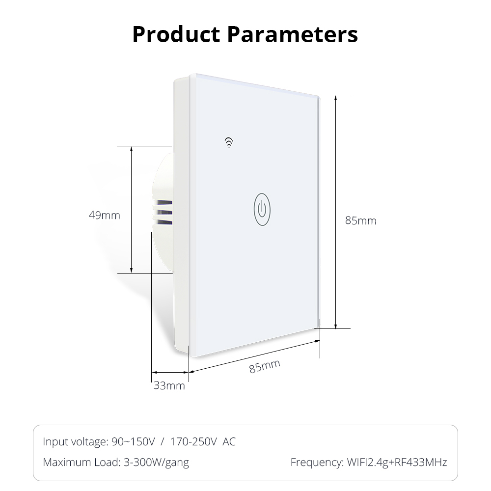Zemismart WiFi Light Switch One Gang No Neutral Wire Required 220v to 240v works with Tuya Alexa Google Home Control