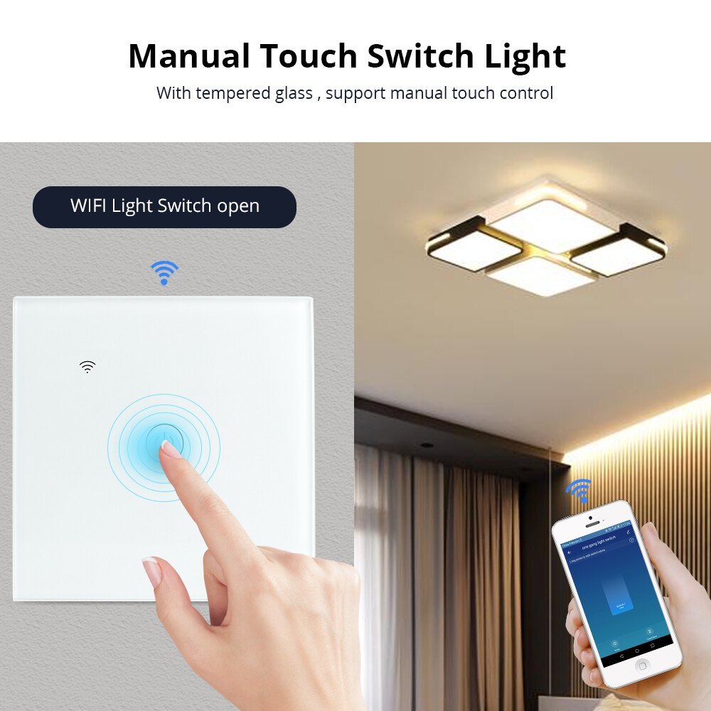 Zemismart WiFi Light Switch One Gang No Neutral Wire Required 220v to 240v works with Tuya Alexa Google Home Control