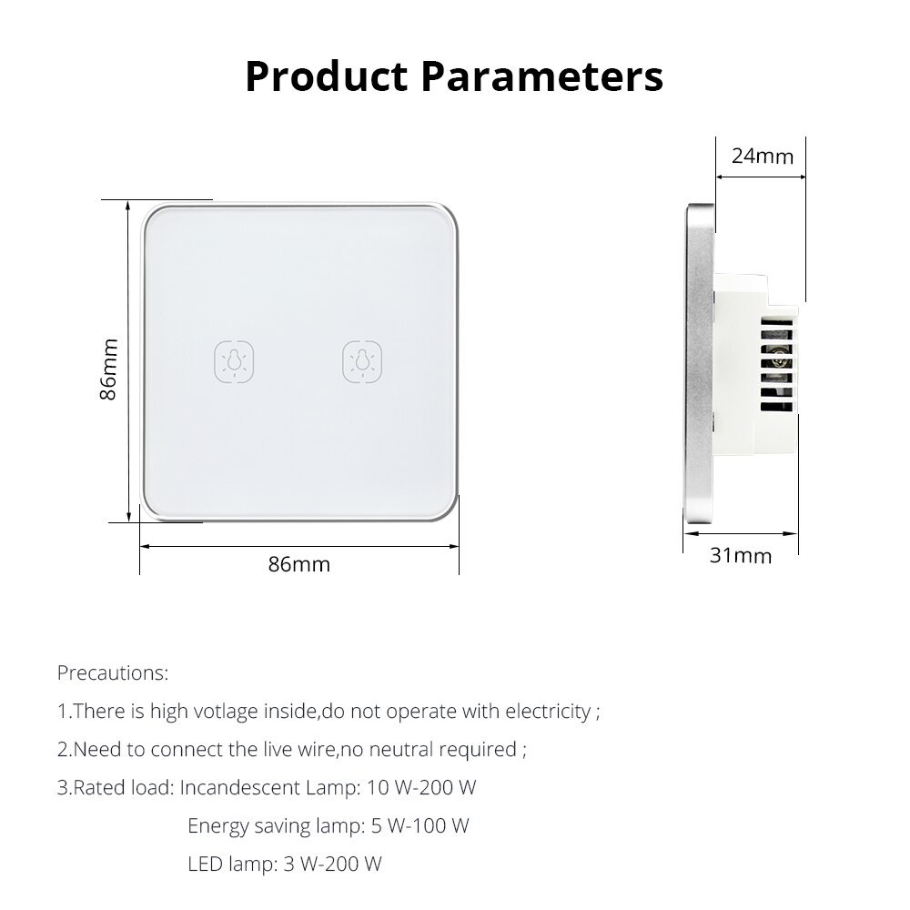 Zemismart Tuya Zigbee No Neutral Wall Switch, HomeKit Enable via ZMHK-01 Hub, Alexa Google Home Smart Life Light switches EU Standard