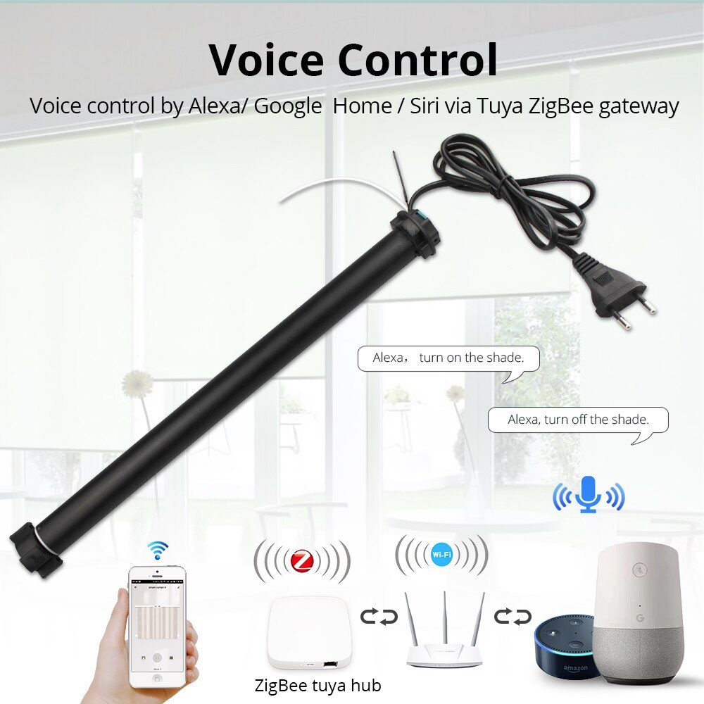 Zemismart Zigbee Roller Shade Motor For 38mm tube works with Tuya SmarThings Alexa Echo Google Home Control Electric Engine Shutter Rod