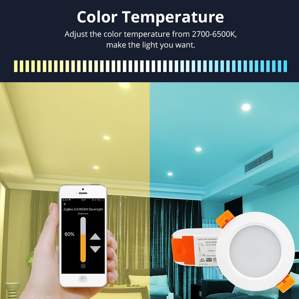 ZigBee 3.0 Smart RGBW 2.5 inch Downlight Led Bulb Light Work with Amazon Echo Plus Directly  Smart Lighting Solution