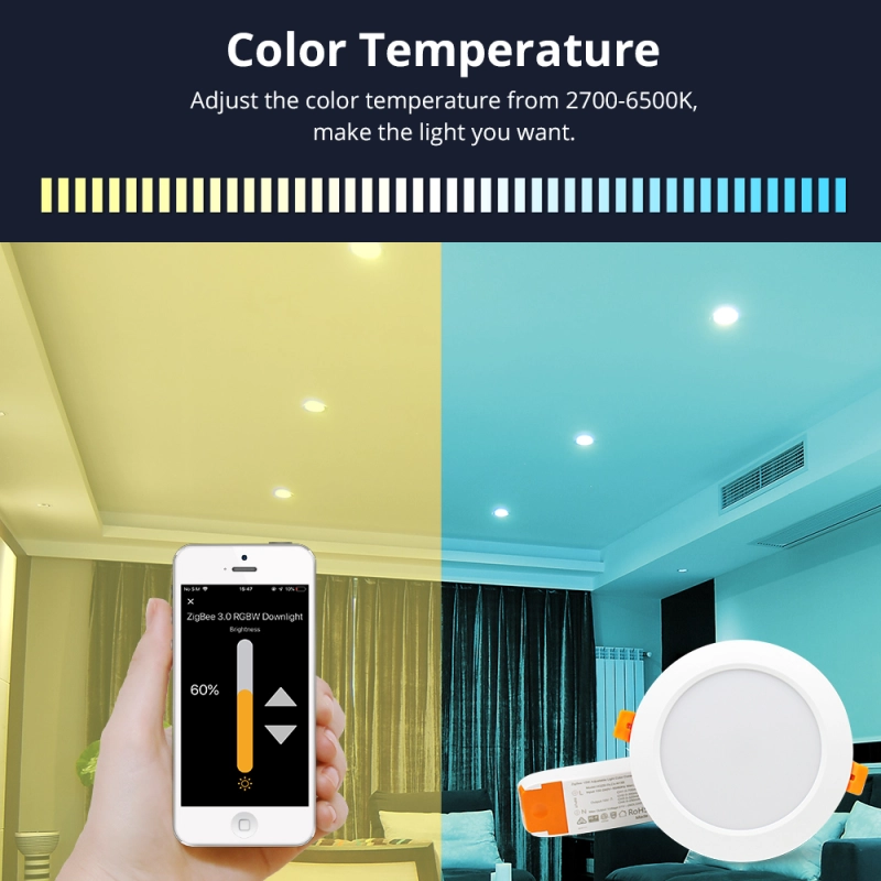 ZigBee 3.0 4 Inch Downlight  Smart RGBW Led Bulb Light Work with Amazon Echo Plus Directly 15w Smart Lighting Solution