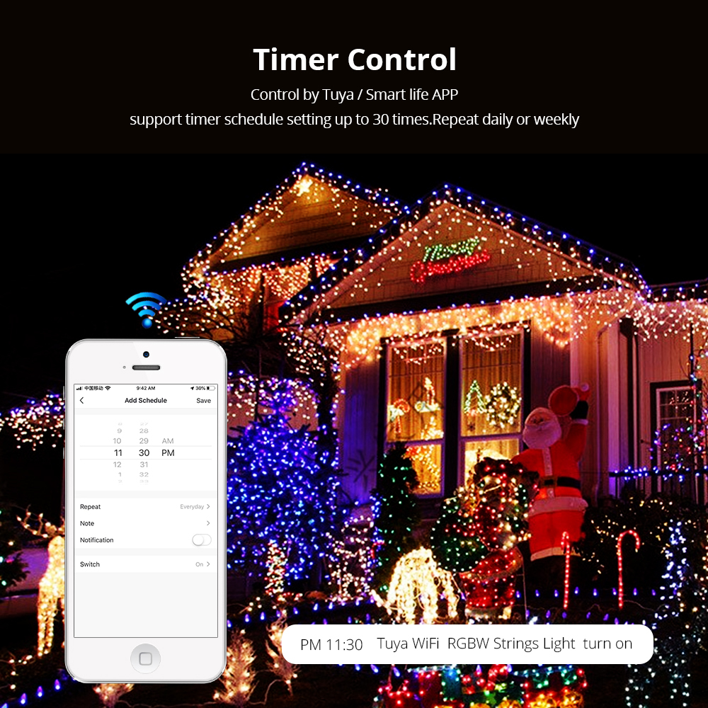 USB Christmas Decoration String lights outdoor decoration New Year Fairy Light Alexa Google Home tuya App Control