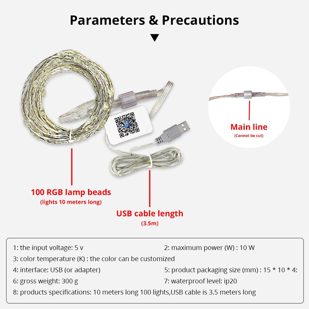USB Christmas Decoration String lights outdoor decoration New Year Fairy Light Alexa Google Home tuya App Control