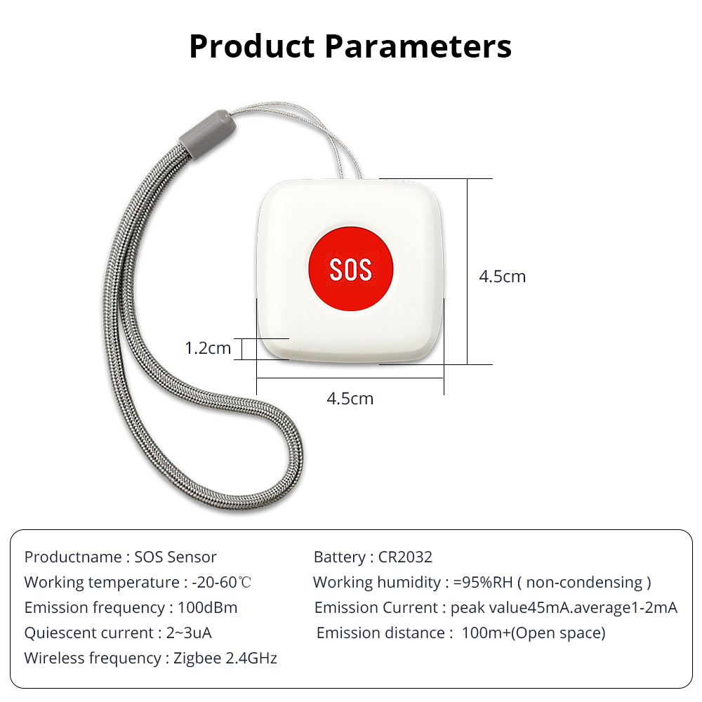 Zemismart Remote Control SOS Button Alarm Waterproof Emergency Help Alarm Switch Work with Tuya Zigbee hub