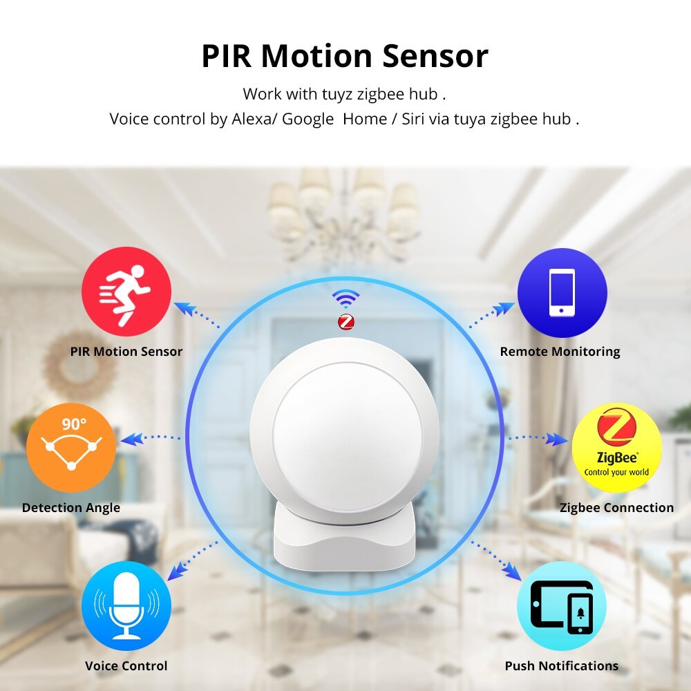 Zemismart Zigbee PIR  Infrared PIR Motion Detection Smart Sensor Wireless  Security Alarm Detector System works with Tuya