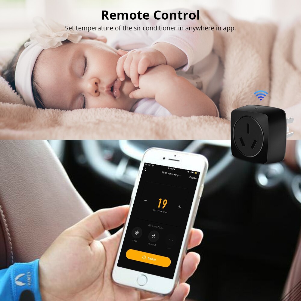 Zemismart 16A WiFi Air Conditioner AU Wall Plug Socket Outlet IR Remote Controller Tuya APP Work with Alexa Google Home