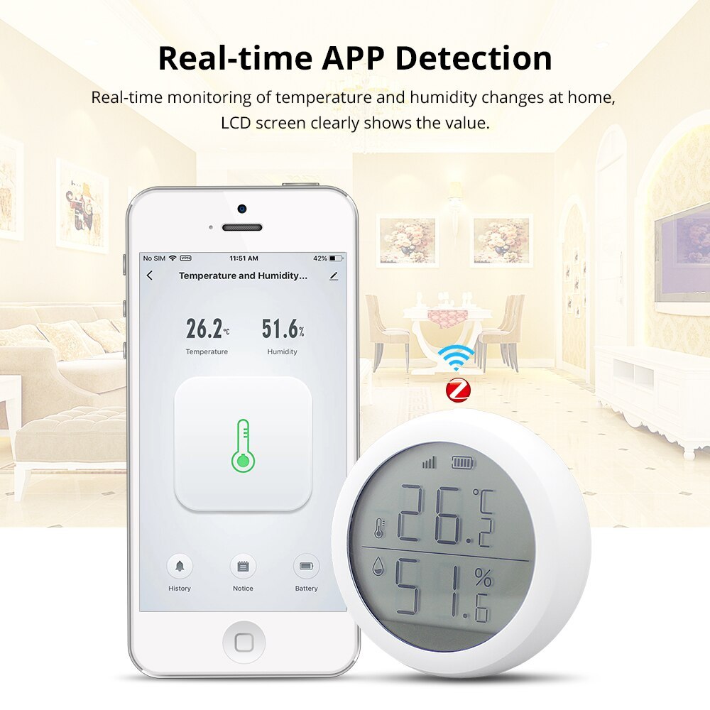 Zigbee Temperature and Humidity Sensor with LCD Screen Display Works With Tuya Amazon Google Home Assistant