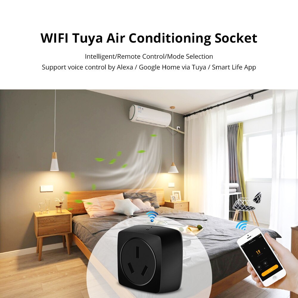 Zemismart 16A WiFi Air Conditioner AU Wall Plug Socket Outlet IR Remote Controller Tuya APP Work with Alexa Google Home