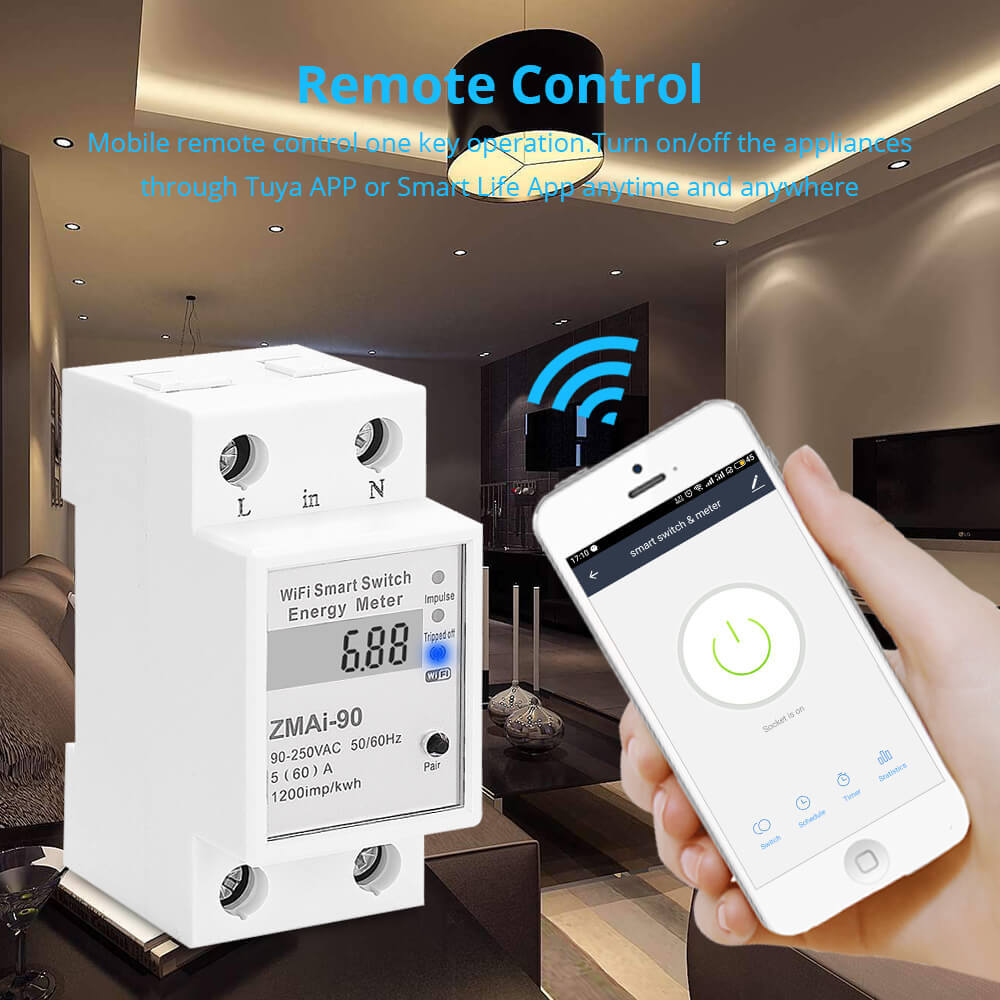 Zemismart WiFi Relay Digital Electric Energy Meter Tuya Smart Life APP Control Smart Home Timer Remote Control