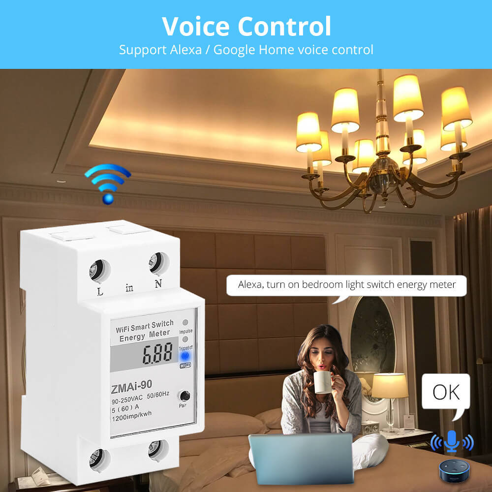 Zemismart WiFi Relay Digital Electric Energy Meter Tuya Smart Life APP Control Smart Home Timer Remote Control