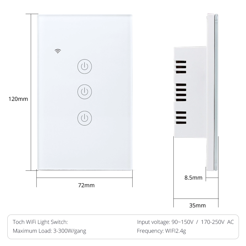 Zemismart US WiFi Light Switch Neutral Optional Wire Required One Two Three Gang  works with Tuya Alexa Google Home Assistant Smart Life Control