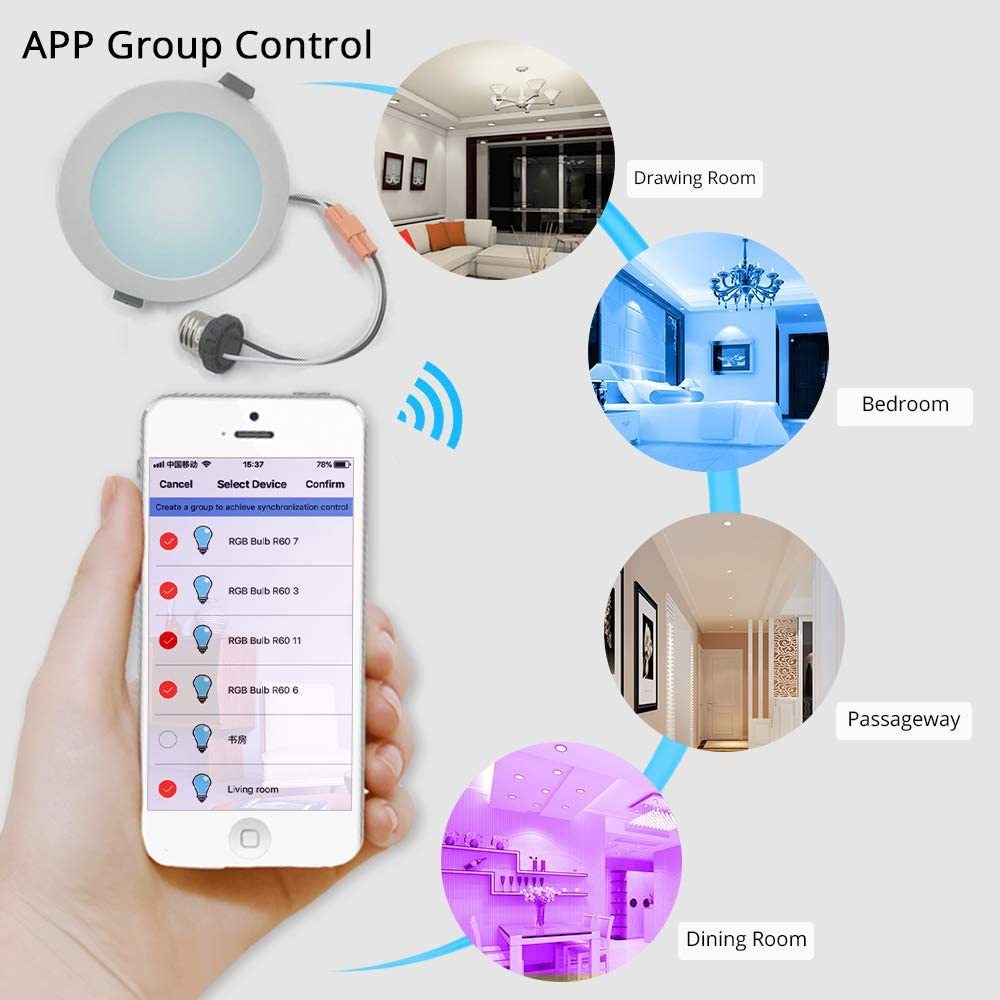 Zemismart US 4 inch 10W WiFi RGBW Led Downlight Alexa Google Recessed Lamp Smart Life APP Control Ceiling Light