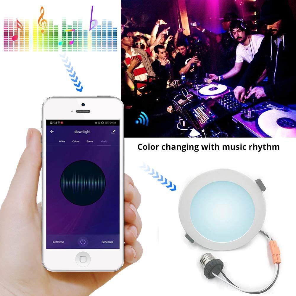 Zemismart US 4 inch 10W WiFi RGBW Led Downlight Alexa Google Recessed Lamp Smart Life APP Control Ceiling Light