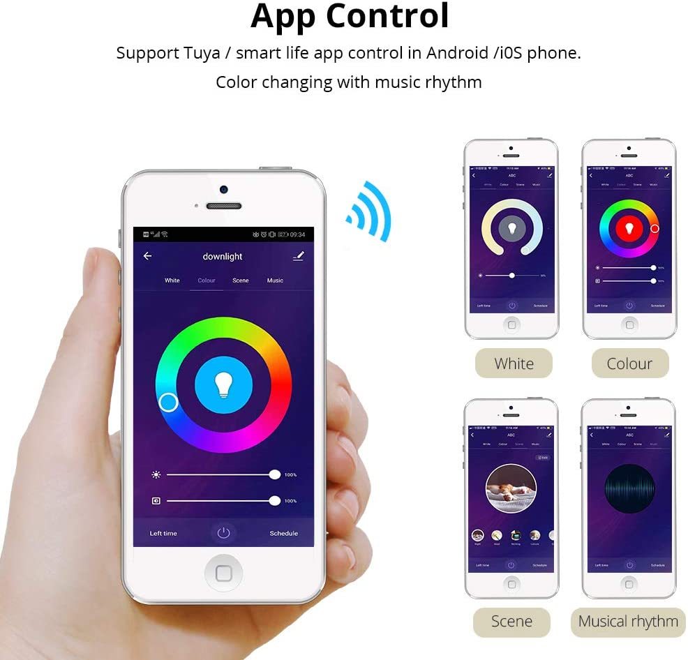 Zemismart US 4 inch 10W WiFi RGBW Led Downlight Alexa Google Recessed Lamp Smart Life APP Control Ceiling Light