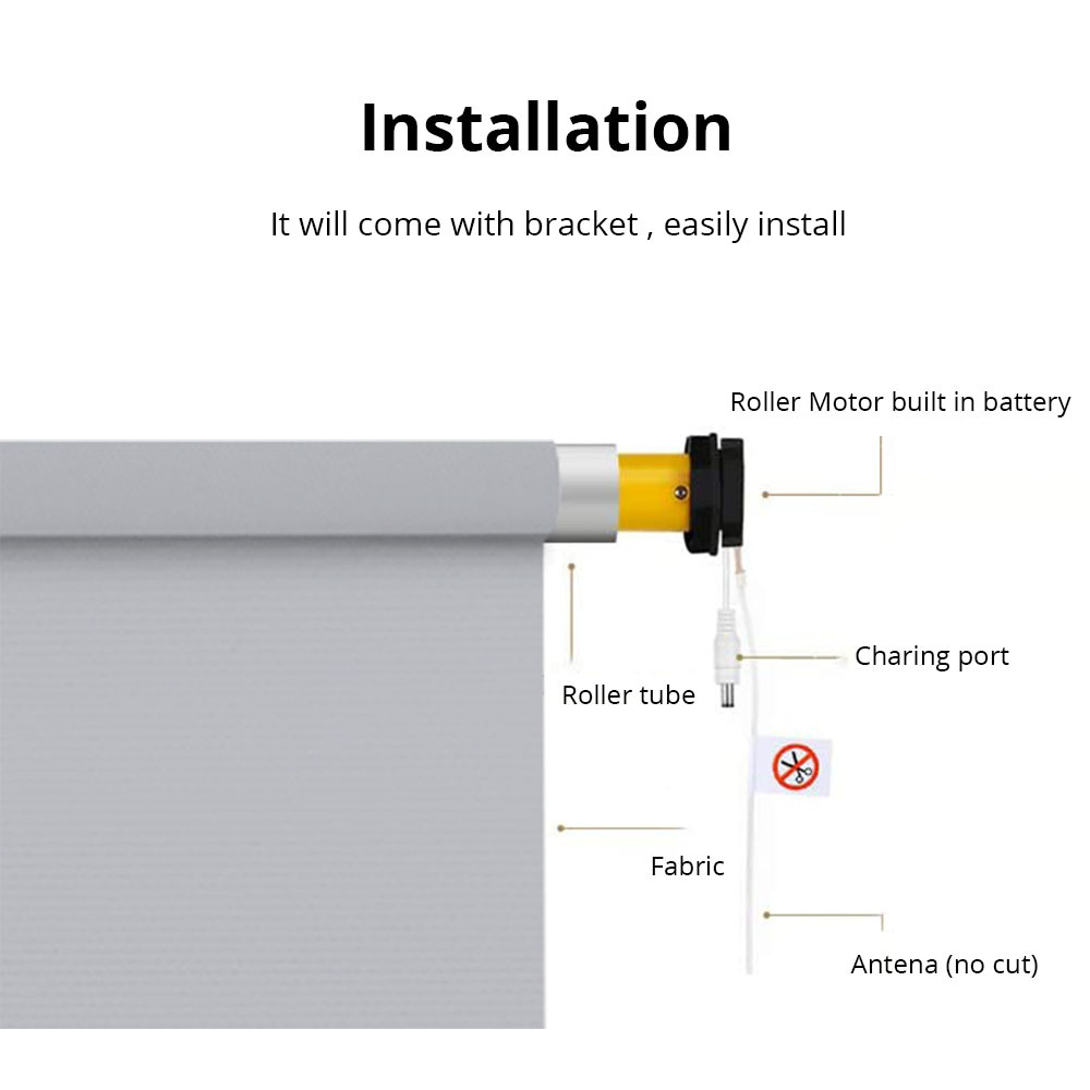 Rechargable Roller Blind Motor with Solar Panel for 38mm Tube Motorized Electric Roller Blind Shade RF Remote Control