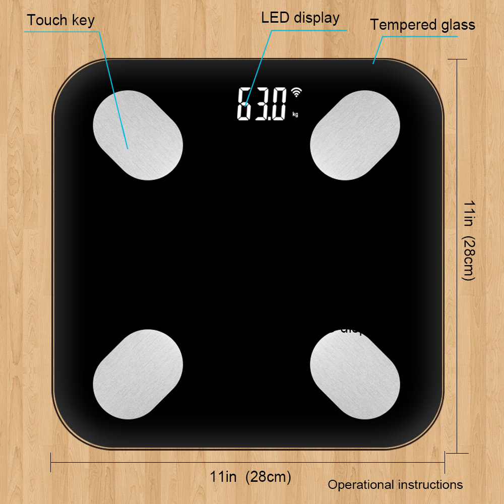 Zemismart WiFi Scale Smart Life Accurate Electronic Digital Weight Scales Fat/Muscle/Visceral Fat Weighing Scale Health management works with Tuya