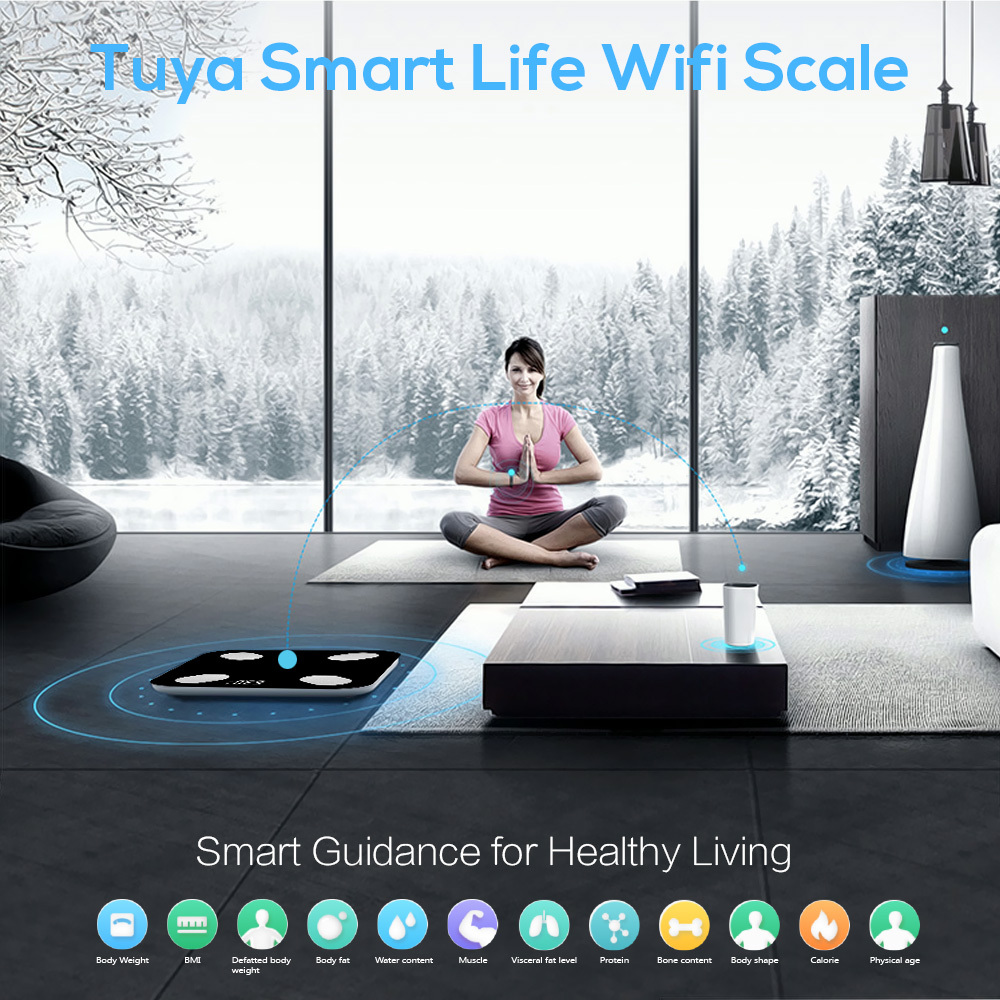 Zemismart WiFi Scale Smart Life Accurate Electronic Digital Weight Scales Fat/Muscle/Visceral Fat Weighing Scale Health management works with Tuya