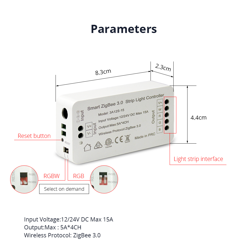 Zigbee 3.0 Smart Strip Light Driver RGB RGBW LED Strip Controller DC12V 24V APP Control Compatible with echo Smartthings
